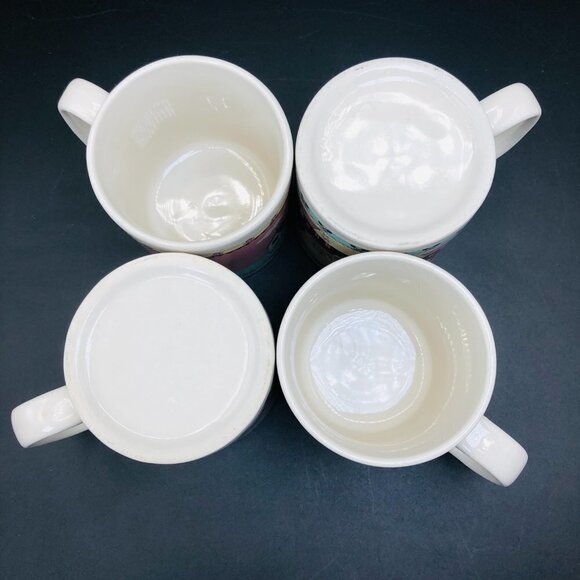 80s Country Cottage Stoneware Coffee Mugs Set of 4 Teachercore Drinkware - Picture 5 of 10